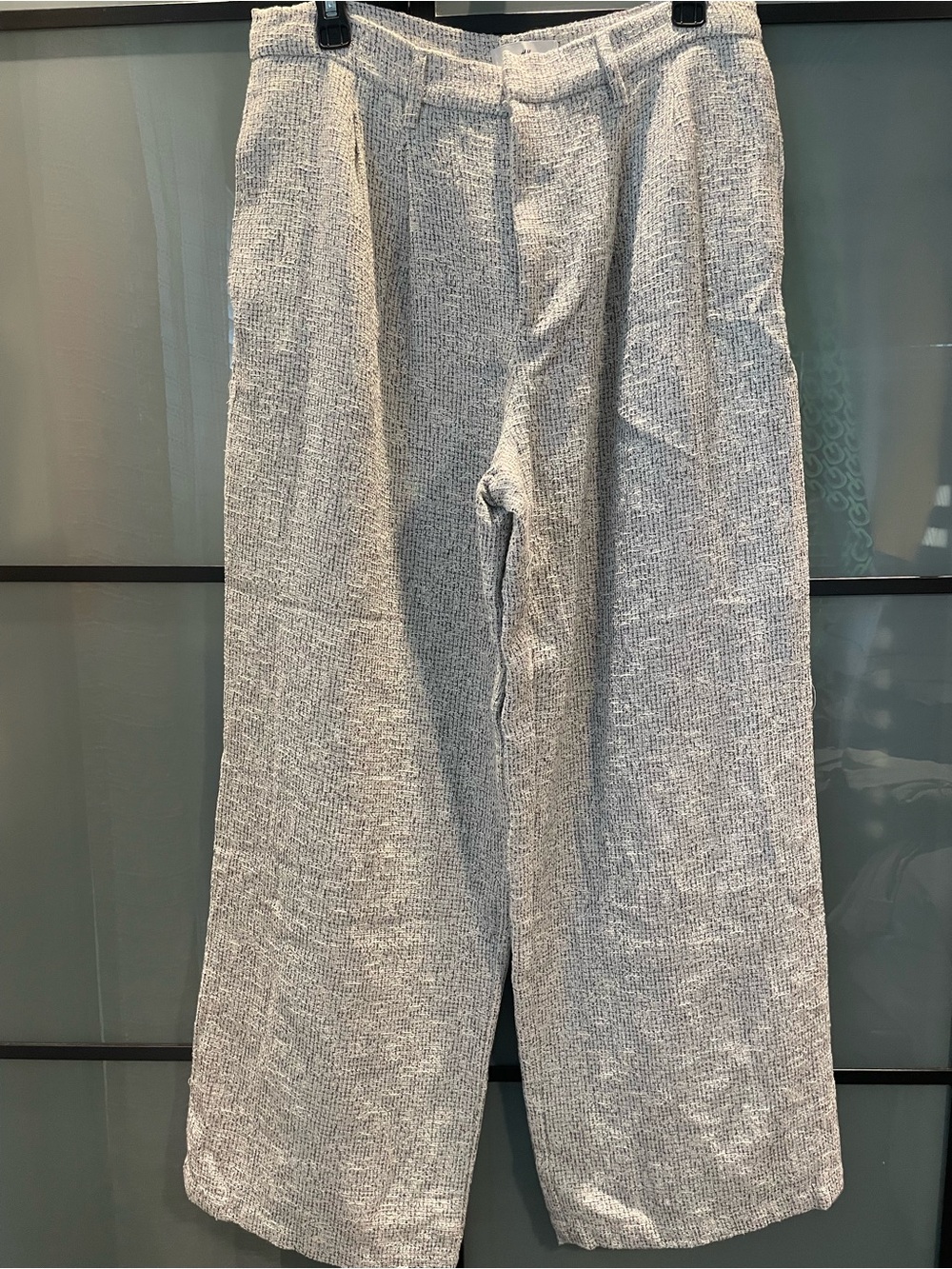 H&M Light Gray Textured Wide-Leg pants